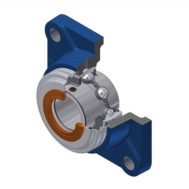 SNR UCF205-15CC Imperial Four Bolt Square Cast Iron Flange Housing with 15/16 inch Bore Insert with Narrow Steel Plate Cover - Closed Version - Allow 2-3 Days