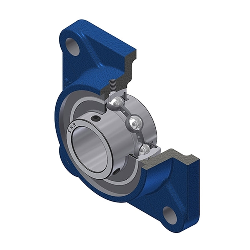 SNR UCF201N Metric Four Bolt Square Cast Iron Flange Housing with 12mm Bore Insert - Allow 2-3 Days
