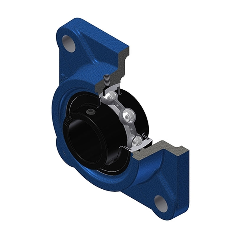 SNR UCF207T20 Metric Four Bolt Square Cast Iron Flange Housing with 35mm Bore Insert Wide Temperature Version - Allow 2-3 Days