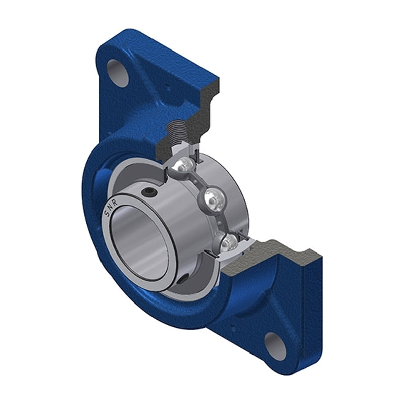 SNR UCFE207-23 Imperial Four Bolt Square Cast Iron Flange Housing with 1-7/16 inch Bore Insert - Allow 2-3 Days