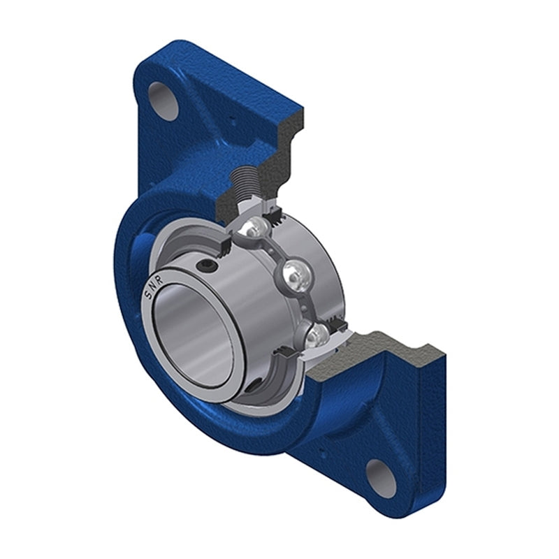 SNR UCFE205L3 Metric Four Bolt Square Cast Iron Flange Housing with 25mm Bore Insert with Triple Lip Seal - Allow 2-3 Days