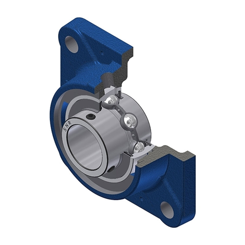SNR UCFE211N Metric Four Bolt Square Cast Iron Flange Housing with 55mm Bore Insert - Allow 2-3 Days
