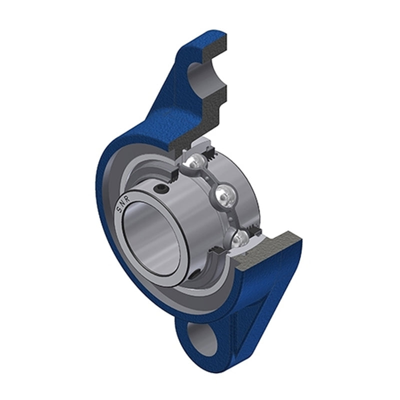 SNR UCFL205NL3 Metric Two Bolt Oval Cast Iron Flange Housing with 25mm Bore Insert with Triple Lip Seal - Allow 2-3 Days