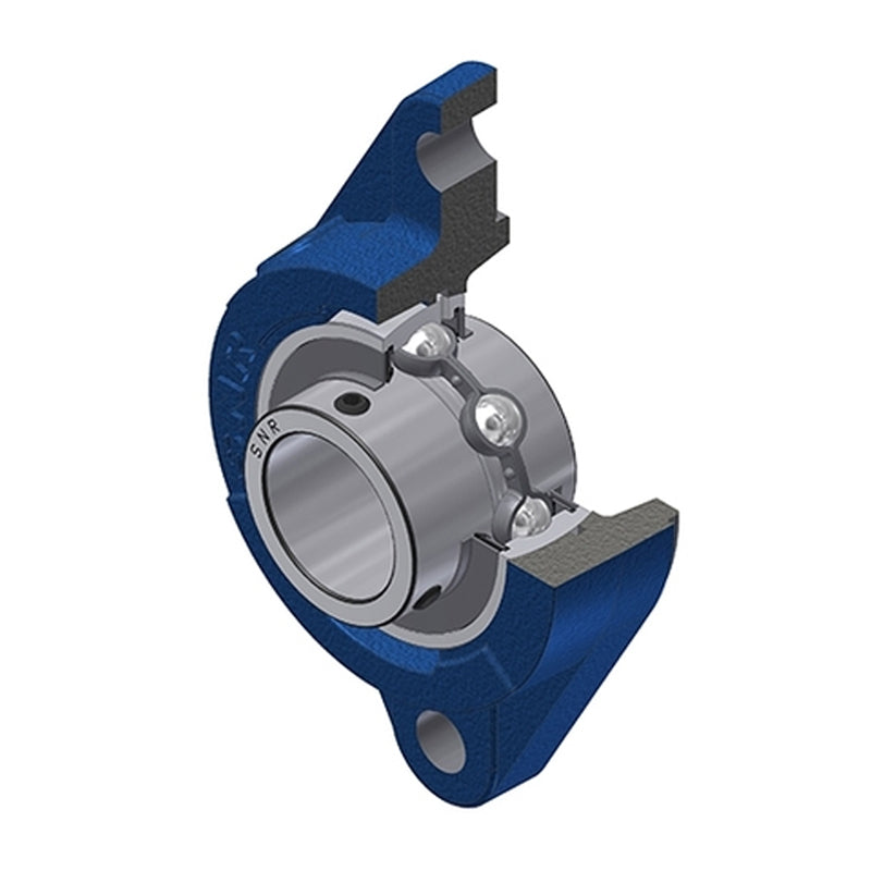 SNR UCFLZ206 Metric Two Bolt Oval Cast Iron Flange Housing with 30mm Bore Insert - Allow 2-3 Days