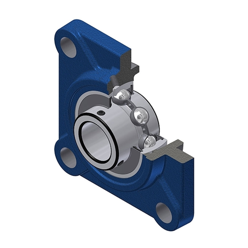 SNR UCFS315 Metric Four Bolt Square Cast Iron Flange Housing with 75mm Bore Insert - Allow 2-3 Days