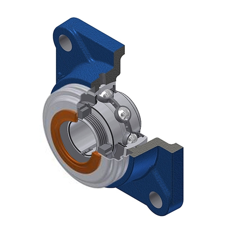 SNR UKF205HCC Metric Four Bolt Square Cast Iron Housing Insert with Narrow Steel Plate Cover and Adaptor Sleeve Fits 20mm Shaft - Closed Version - Allow 2-3 Days