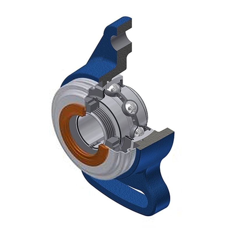 SNR UKFA211HCO Metric Cast Iron Adjustable Flange Housing with Narrow Steel Plate Cover - Open Version - Insert and Adaptor Sleeve Fits 50mm Shaft - Allow 2-3 Days