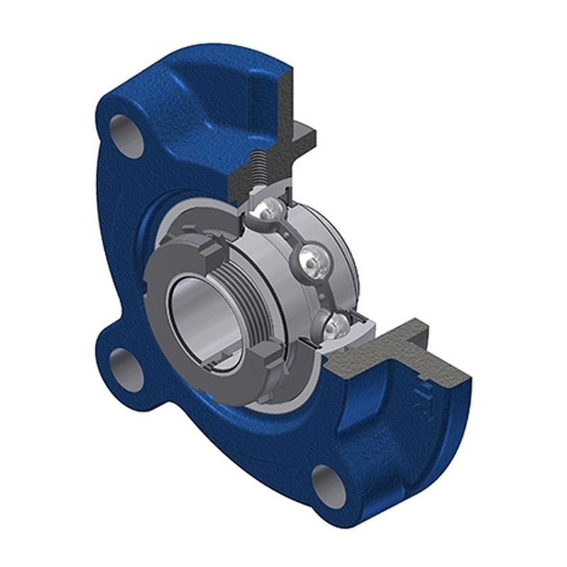 SNR UKFC215H Metric Four Bolt Cast Iron Round Flanged Housing Insert and Adaptor Sleeve Fits 65mm Shaft - Allow 2-3 Days