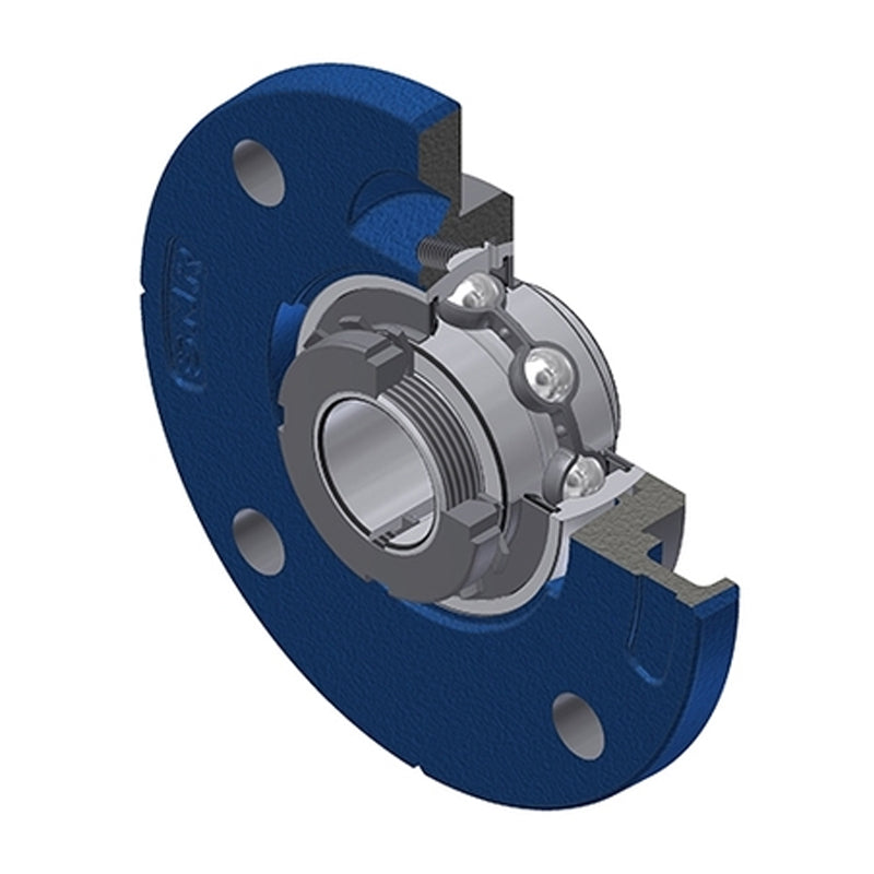 SNR UKFCE205H Metric Four Bolt Cast Iron Round Flanged Housing Insert and Adaptor Sleeve Fits 20mm Shaft - Allow 2-3 Days