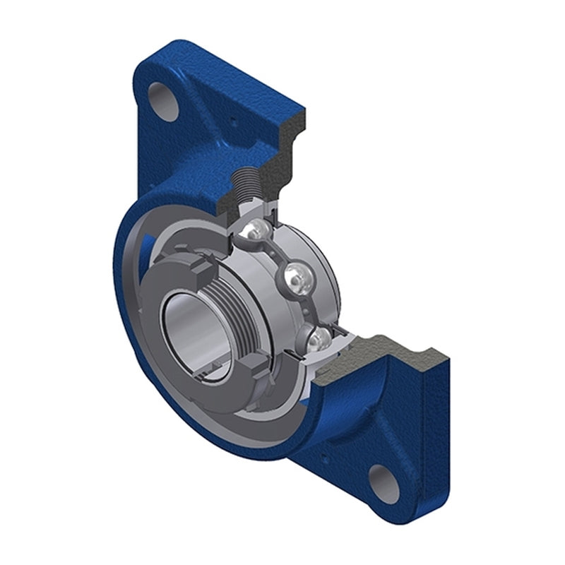 SNR UKFE206HN Metric Four Bolt Square Cast Iron Flange Housing Insert and Adaptor Sleeve Fits 25mm Shaft - Allow 2-3 Days