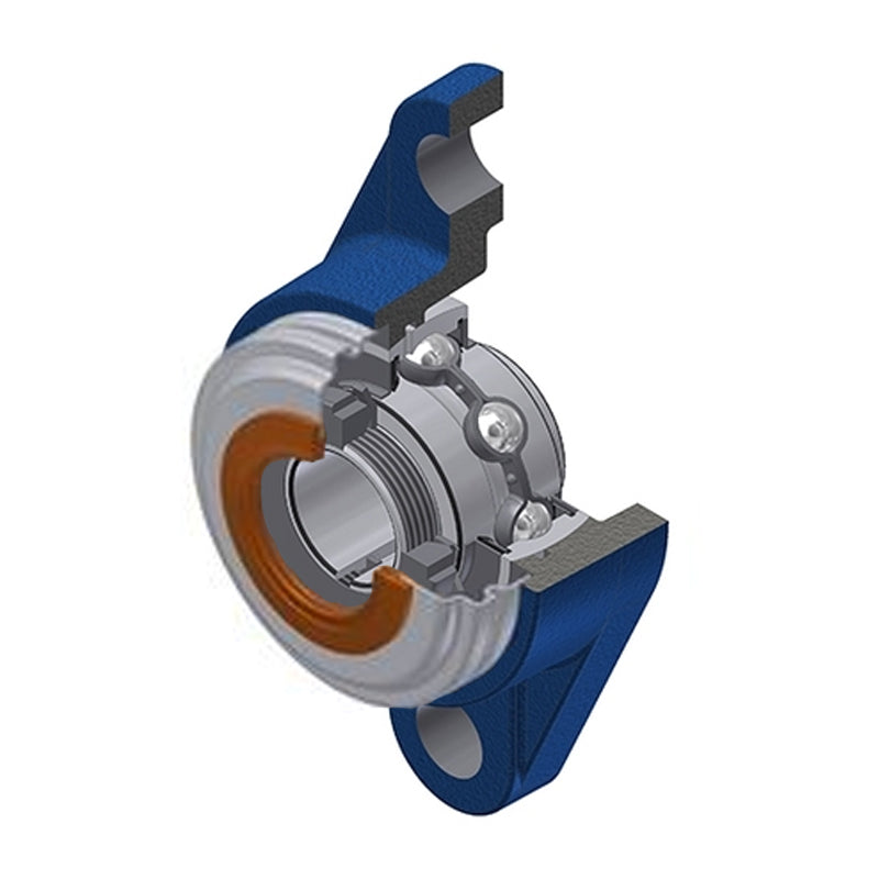 SNR UKFL207HCO Metric Two Bolt Cast Iron Oval Housing with Narrow Steel Plate Cover - Open Version - Insert and Adaptor Sleeve Fits 30mm Shaft - Allow 2-3 Days