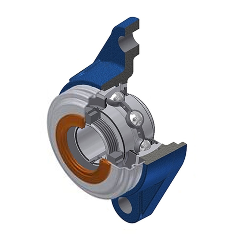 SNR UKFLE205HCC Metric Two Bolt Cast Iron Oval Housing with Narrow Steel Plate Cover - Closed Version - Insert and Adaptor Sleeve Fits 20mm Shaft - Allow 2-3 Days