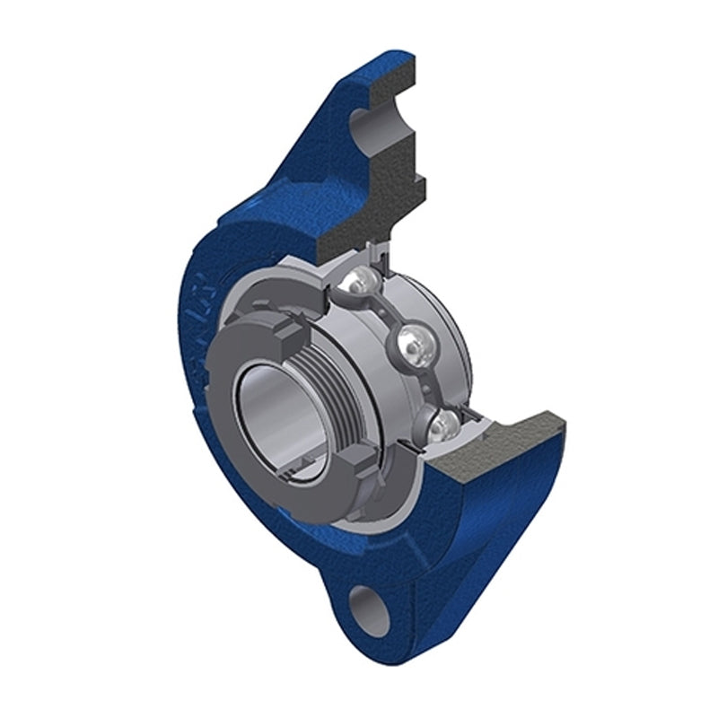 SNR UKFLZ209H Metric Two Bolt Cast Iron Oval Housing Insert and Adaptor Sleeve Fits 40mm Shaft - Allow 2-3 Days