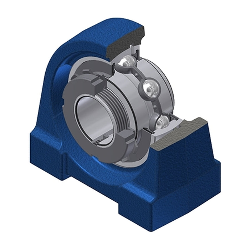 SNR UKPG212H Metric Cast Iron Two Bolt Pillow / Plummer Block Housing Insert and Adaptor Sleeve Fits 55mm Shaft - Allow 2-3 Days