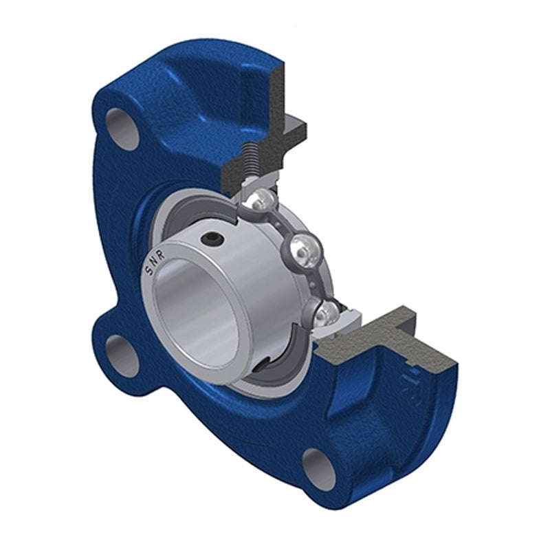 SNR USFC203 Metric Four Bolt Cast Iron Round Flanged Housing with 17mm Insert - Allow 2-3 Days
