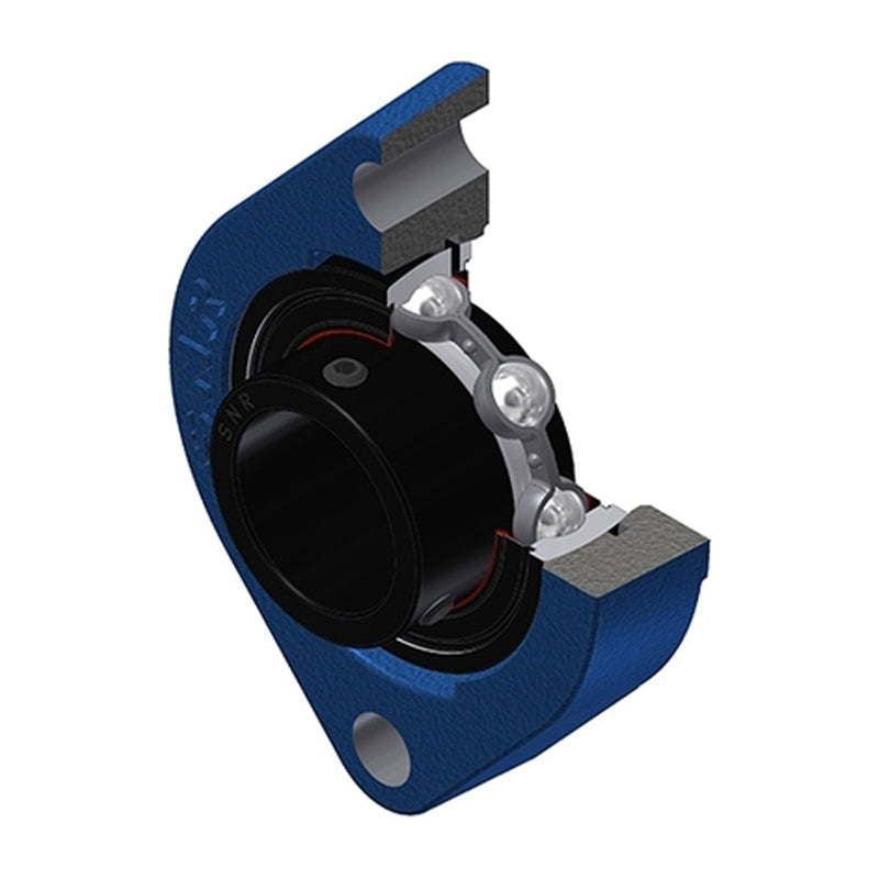 SNR USFD208T20 Metric Two Bolt Oval Cast Iron Flange Housing with 40mm Bore Insert Wide Temperature Version - Allow 2-3 Days