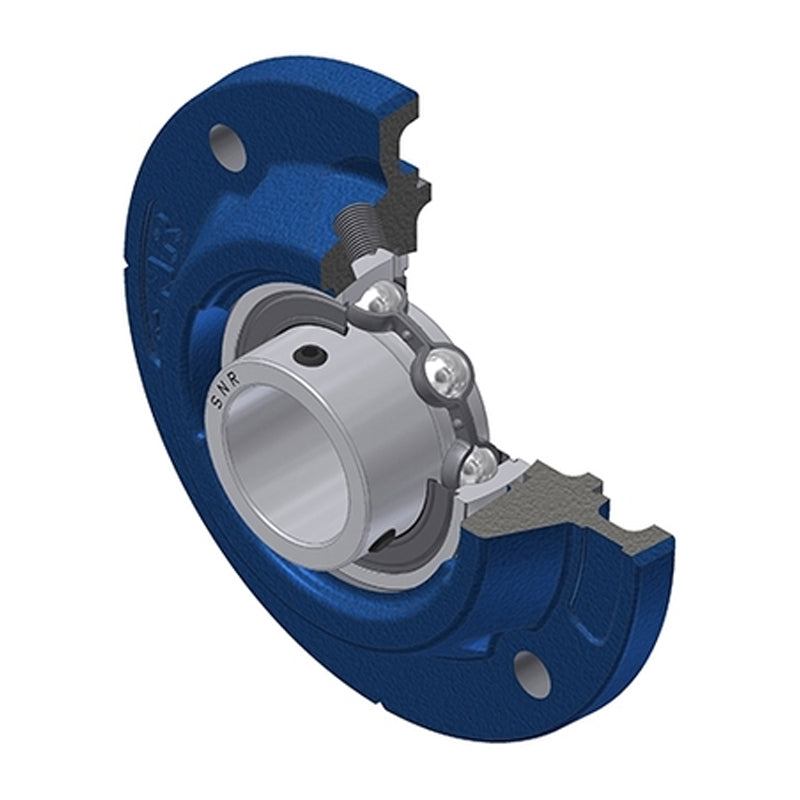 SNR USFEE205 Metric Four Bolt Cast Iron Round Flanged Housing with 25mm Insert - Allow 2-3 Days