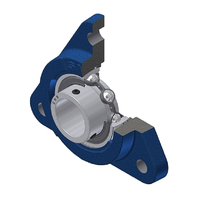 SNR USFTE201 Metric Three Bolt Cast Iron Triangular Housing with 12mm Bore Insert - Allow 2-3 Days