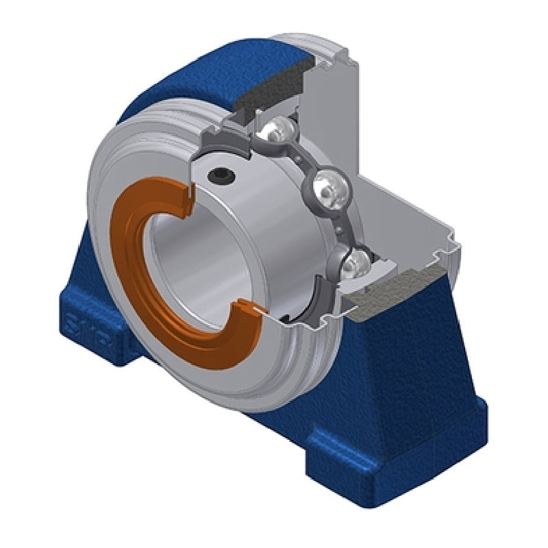 SNR USPAE210CC Threaded Base Small Footprint Metric Pillow / Plummer Block Housing Supplied with 50mm Bore Insert with Narrow Steel Plate Cover - Closed Version - Allow 2-3 Days