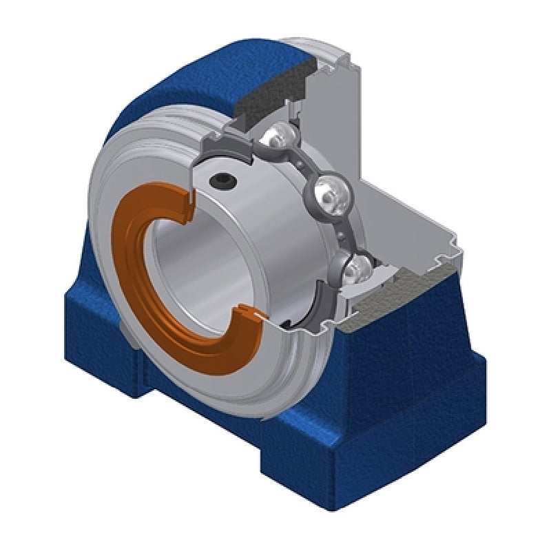 SNR USPG205CC Threaded Base Small Footprint Metric Pillow / Plummer Block Housing with 25mm Bore Insert with Narrow Steel Plate Cover - Closed Version - Allow 2-3 Days