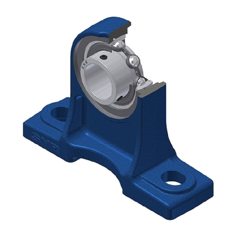 SNR USPH202N Metric Cast Iron High Centre Height Two Bolt Pillow / Plummer Block Housing with 15mm Bore Insert - Allow 2-3 Days
