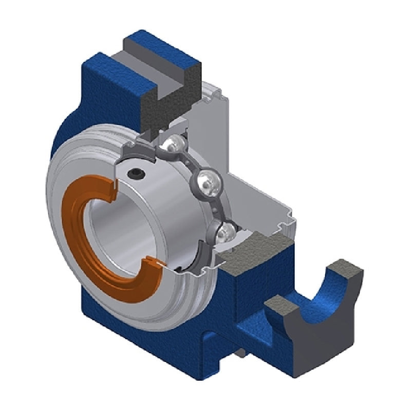 SNR UST205CC Metric Cast Iron Take Up Unit with 25mm Bore Bearing Unit with Narrow Steel Plate Cover - Closed Version - Allow 2-3 Days
