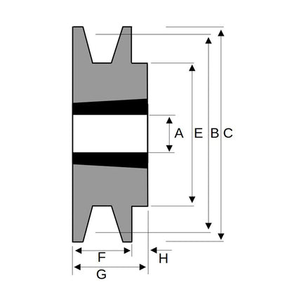 63X1SPA 63mm Pitch Diameter SPA Section Tapered Locking Bush Type Pulley with 1 Groove (Bush not Incl.)