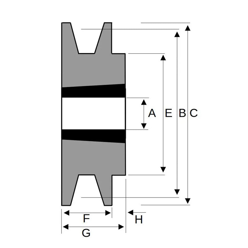112X1SPA 112mm Pitch Diameter SPA Section Tapered Locking Bush Type Pulley with 1 Groove (Bush not Incl.)