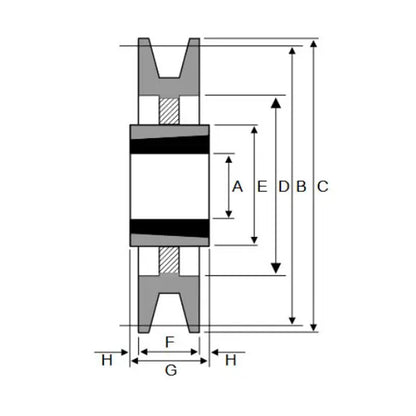 280X1SPA 280mm Pitch Diameter SPA Section Tapered Locking Bush Type Pulley with 1 Groove (Bush not Incl.)