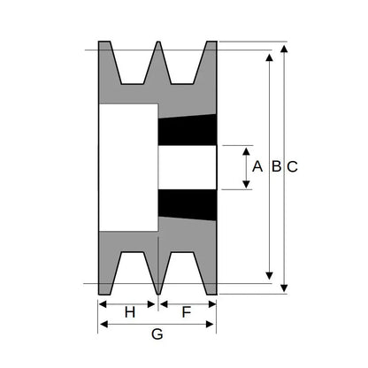 80X2SPA 80mm Pitch Diameter SPA Section Tapered Locking Bush Type Pulley with 2 Grooves (Bush not Incl.)