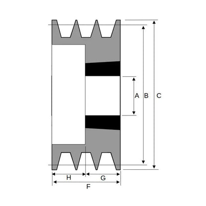 150X3SPA 150mm Pitch Diameter SPA Section Tapered Locking Bush Type Pulley with 3 Grooves (Bush not Incl.)