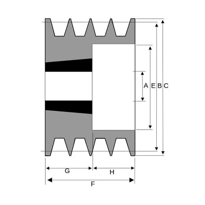 160X4SPA 160mm Pitch Diameter SPA Section Tapered Locking Bush Type Pulley with 4 Grooves (Bush not Incl.)