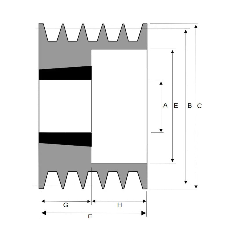 100X5SPA 100mm Pitch Diameter SPA Section Tapered Locking Bush Type Pulley with 5 Grooves (Bush not Incl.)