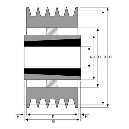 PowerDrive 355X5SPA 355mm Pitch Diameter SPA Section Tapered Locking Bush Type Pulley with 5 Grooves (Bush not Incl.) - Allow 2-3 Days