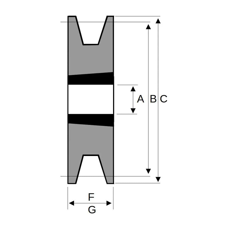 100X1SPB 100mm Pitch Diameter SPB Section Tapered Locking Bush Type Pulley with 1 Groove (Bush not Incl.)