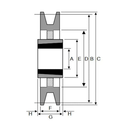 224X1SPB 224mm Pitch Diameter SPB Section Tapered Locking Bush Type Pulley with 1 Groove (Bush not Incl.)