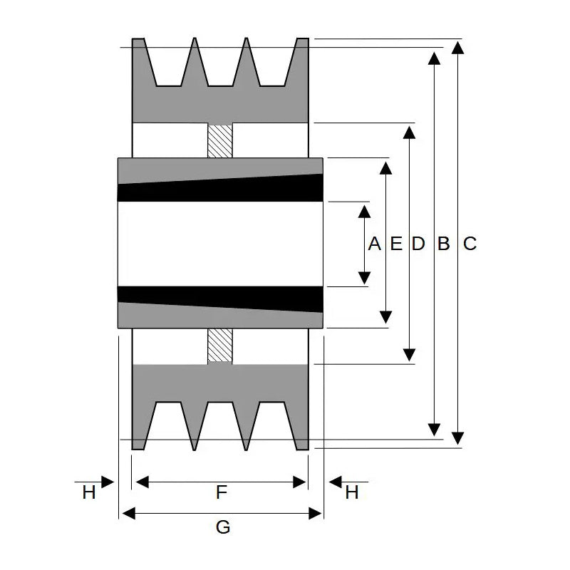 PowerDrive 400X3SPB 400mm Pitch Diameter SPB Section Tapered Locking Bush Type Pulley with 3 Grooves (Bush not Incl.) - Allow 2-3 Days