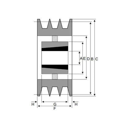 PowerDrive 450X3SPB 450mm Pitch Diameter SPB Section Tapered Locking Bush Type Pulley with 3 Grooves (Bush not Incl.) - Allow 2-3 Days