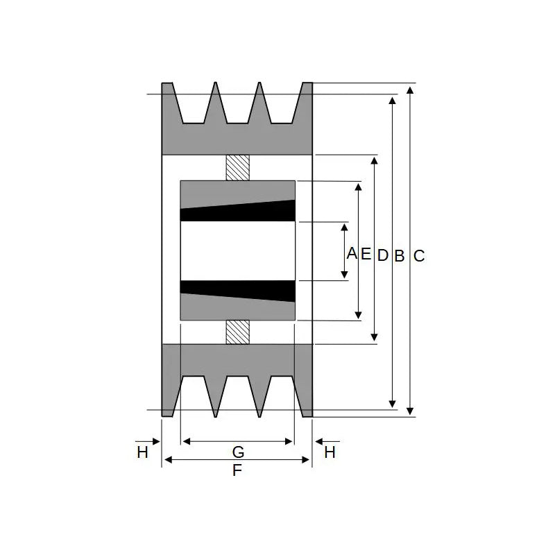 300X3SPB 300mm Pitch Diameter SPB Section Tapered Locking Bush Type Pulley with 3 Grooves (Bush not Incl.)