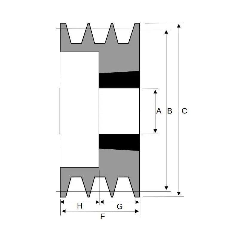 100X3SPB 100mm Pitch Diameter SPB Section Tapered Locking Bush Type Pulley with 3 Grooves (Bush not Incl.)