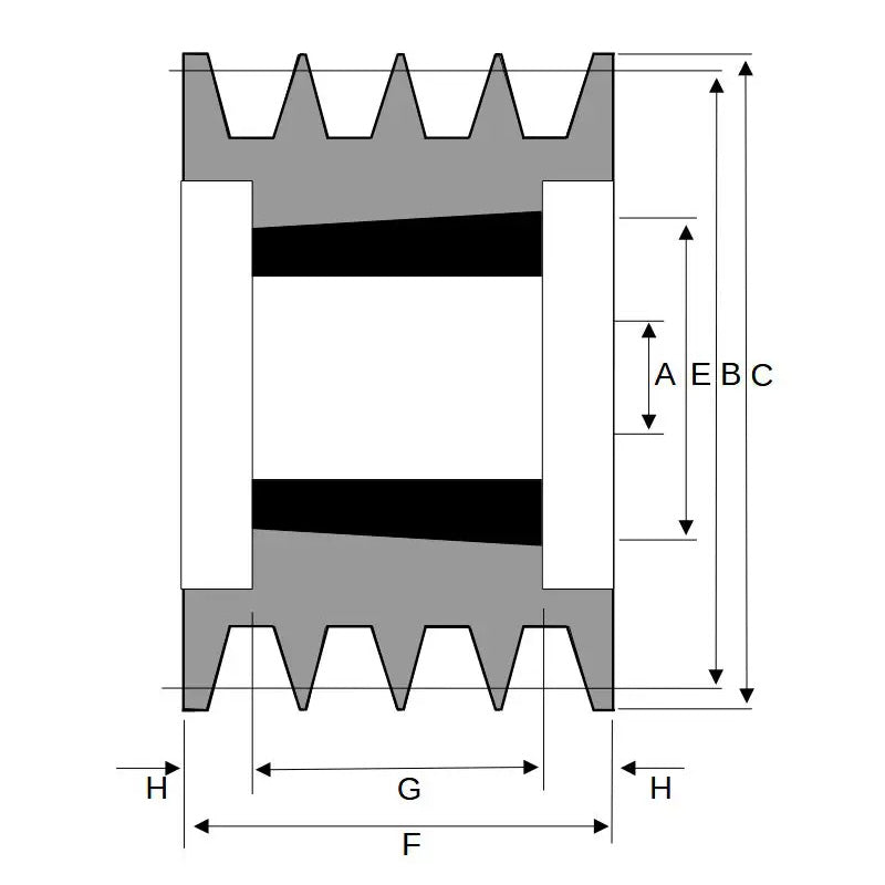 PowerDrive 132X4SPB 132mm Pitch Diameter SPB Section Tapered Locking Bush Type Pulley with 4 Grooves (Bush not Incl.) - Allow 2-3 Days