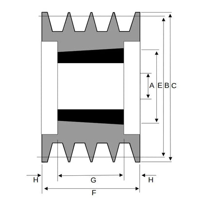 180X4SPB 180mm Pitch Diameter SPB Section Tapered Locking Bush Type Pulley with 4 Grooves (Bush not Incl.)