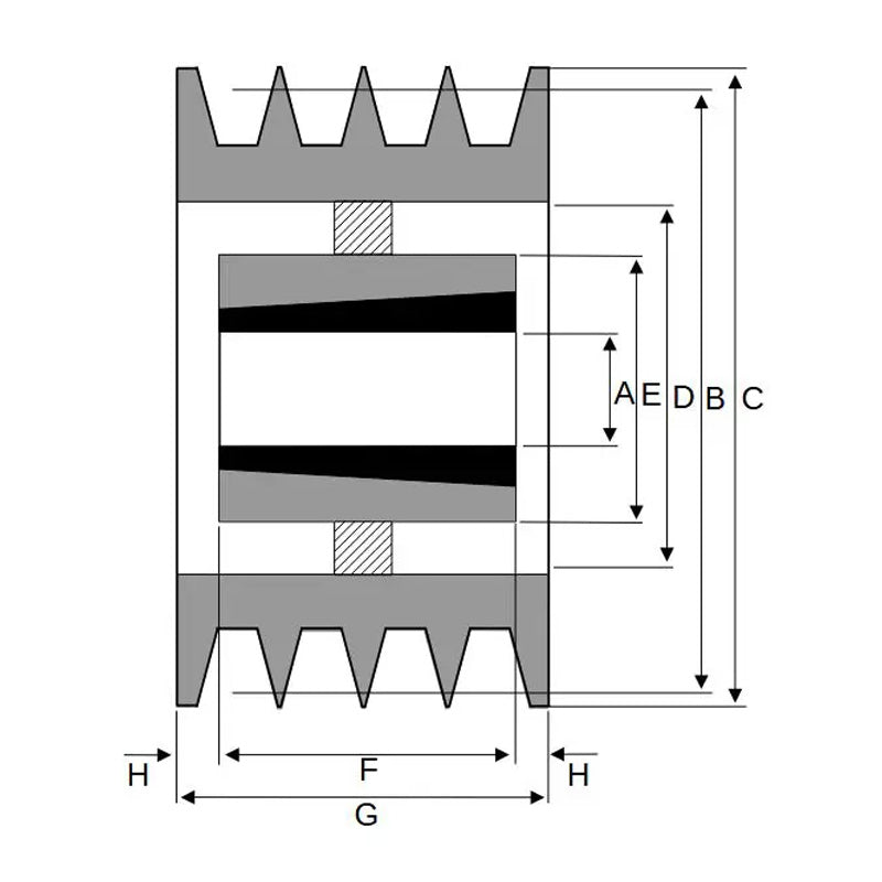 630X4SPB 630mm Pitch Diameter SPB Section Tapered Locking Bush Type Pulley with 4 Grooves (Bush not Incl.)
