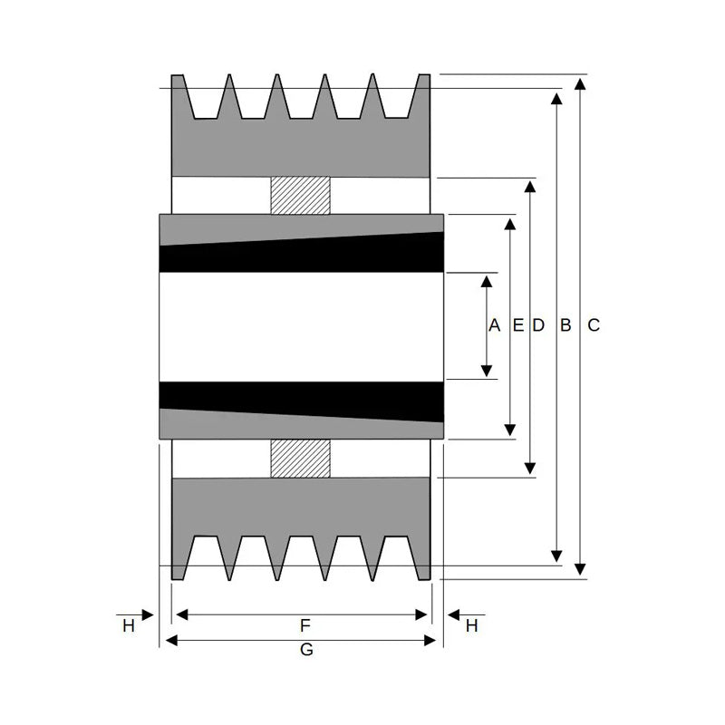 PowerDrive 630X5SPB 630mm Pitch Diameter SPB Section Tapered Locking Bush Type Pulley with 5 Grooves (Bush not Incl.) - Allow 2-3 Days