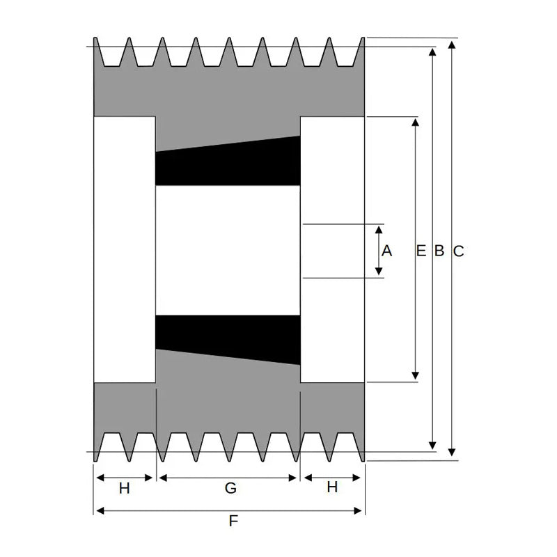 200X8SPB 200mm Pitch Diameter SPB Section Tapered Locking Bush Type Pulley with 8 Grooves (Bush not Incl.)