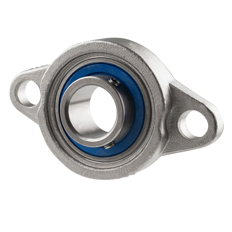 SSKFL000 Corrosion Resistant 2 Bolt Oval Bearing with Stainless Grub Screw 10mm Insert
