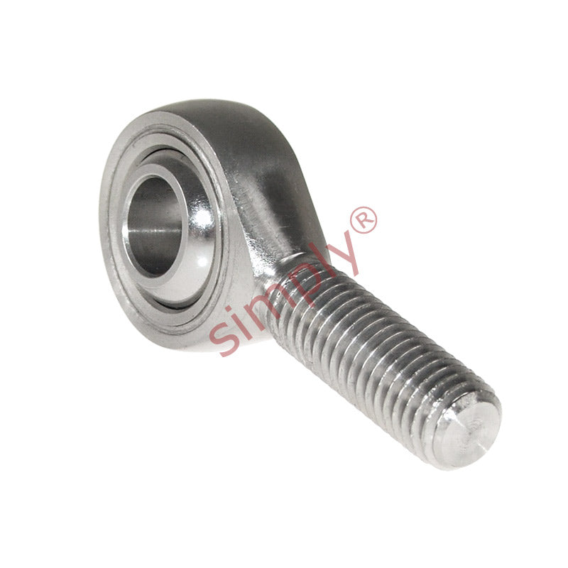 Budget SSPOS12/F2 Right Hand Stainless Steel / PTFE Lined Plain Male Rod End 12mm Bore M12x1.25 Thread