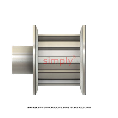 Aluminium Centre Drilled AT5 Timing Pulley with Flanges 5mm Pitch 12 Tooth for 16mm Wide Belts - Overall Width 27mm