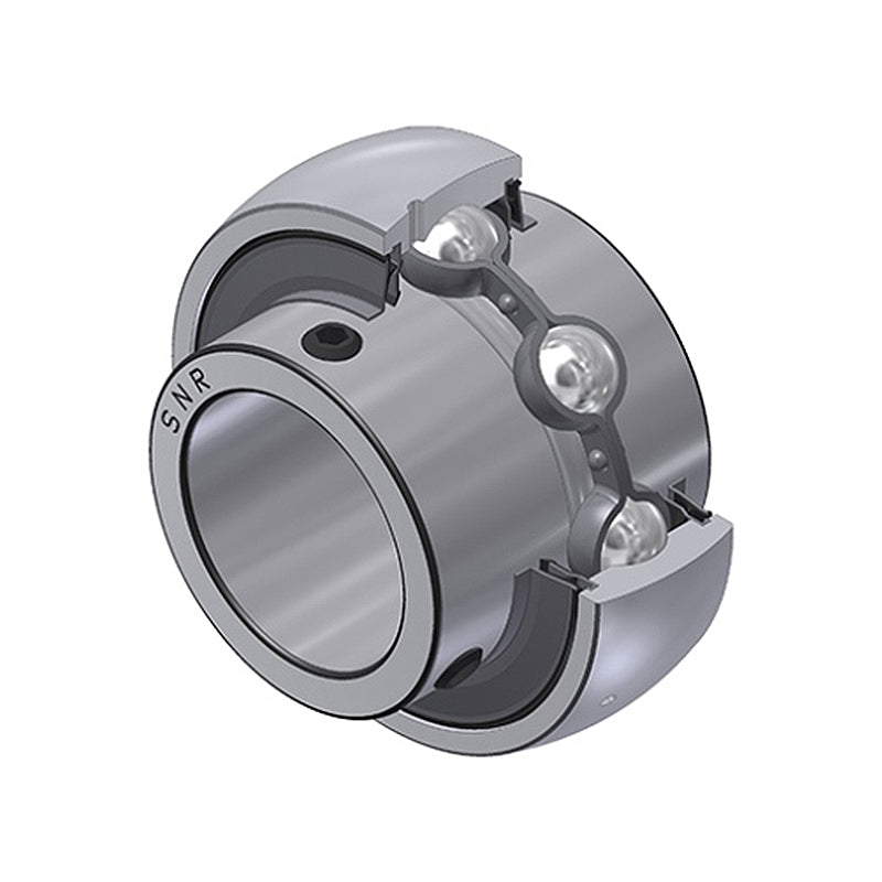 SNR UC207G2L3 Metric Full Width Spherical Outer Bearing Insert 35mm Bore 72mm Outside Diameter with Grub Screws and Triple Lip Seals