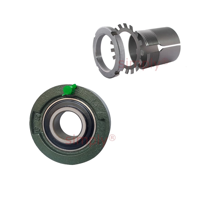 UKC207/H2307 Metric Cast Iron Medium Duty Cartridge Unit with Adaptor Sleeve Mounted and 30mm Bore Insert 90mm Outside Dia